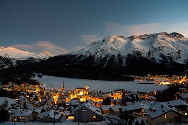 St Moritz resort, Switzerland Image showing St Moritz resort, Switzerland